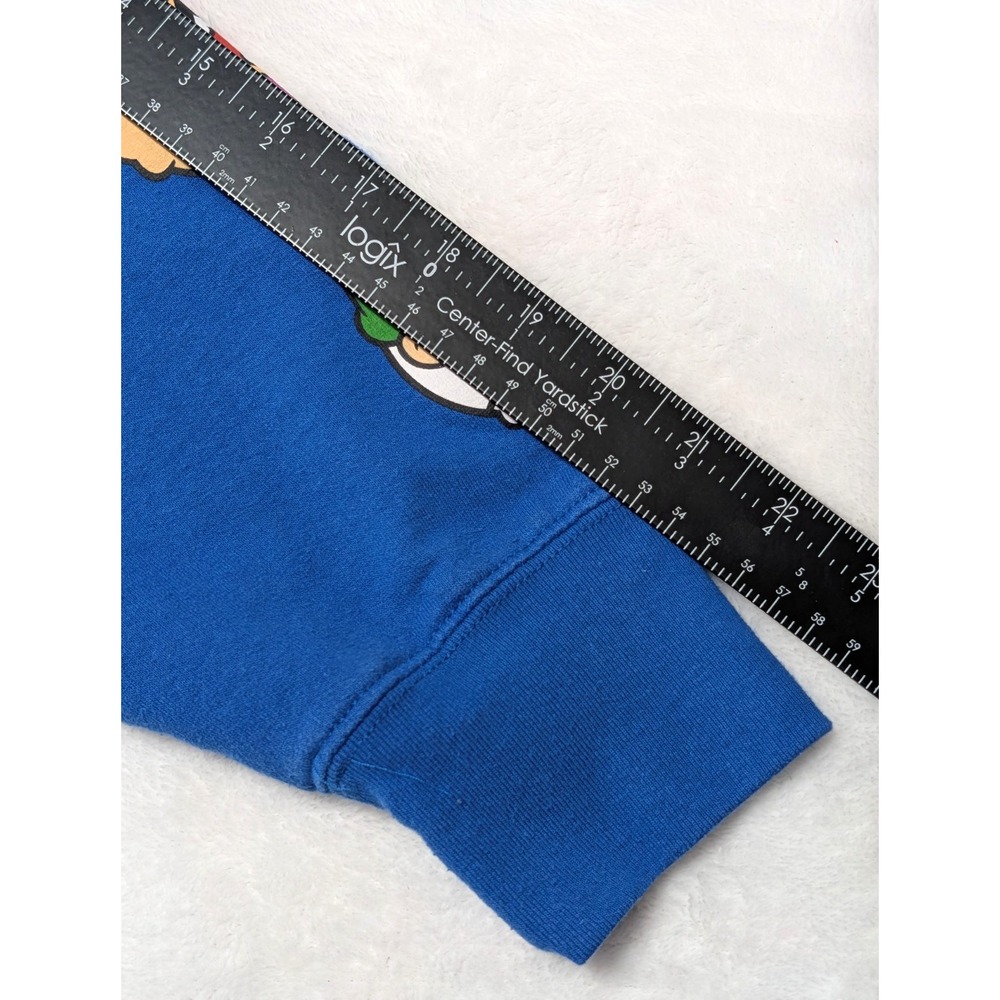 Official Nintendo Super Mario Blue Graphic Hoodie Mens Small Wario Luigi Sleeve - Picture 11 of 11